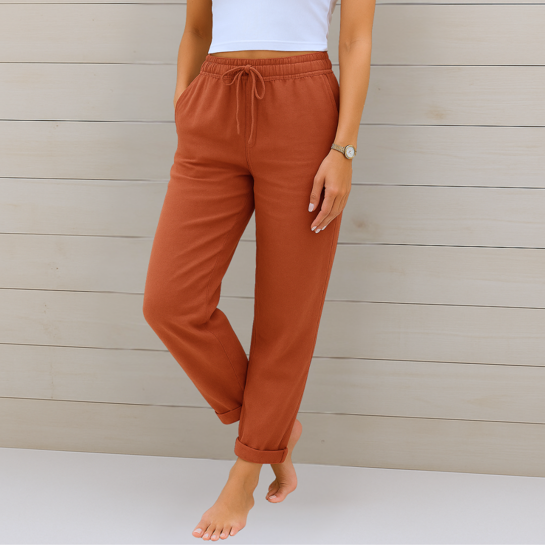 Maylora | Drawstring Relaxed Linen Trousers