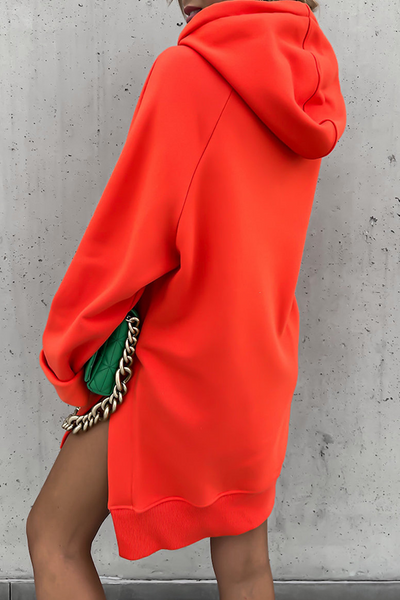 Frederika® | Casual solid tops with drawstring and pockets and hooded collar