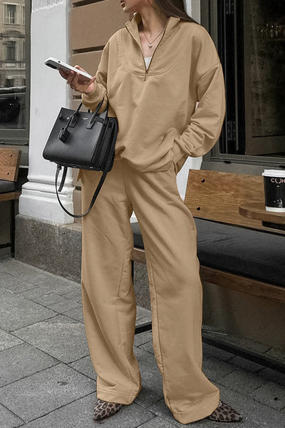 Florencia® | Street Daily zip turn-down collar long sleeve two-piece suit