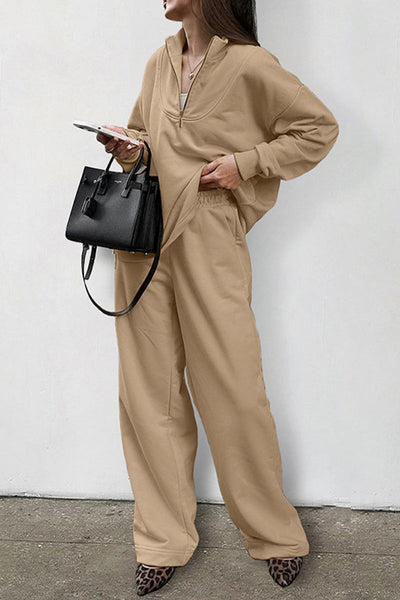Florencia® | Street Daily zip turn-down collar long sleeve two-piece suit