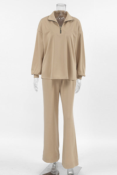 Florencia® | Street Daily zip turn-down collar long sleeve two-piece suit