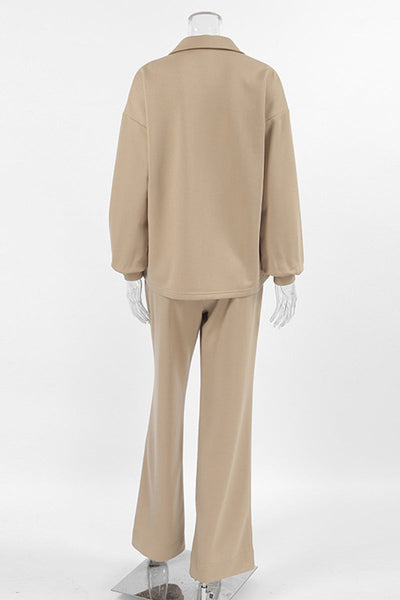 Florencia® | Street Daily zip turn-down collar long sleeve two-piece suit
