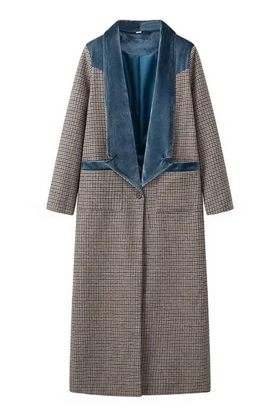 Frieda® | Casual outerwear with street plaid patchwork contrast turn-down collar