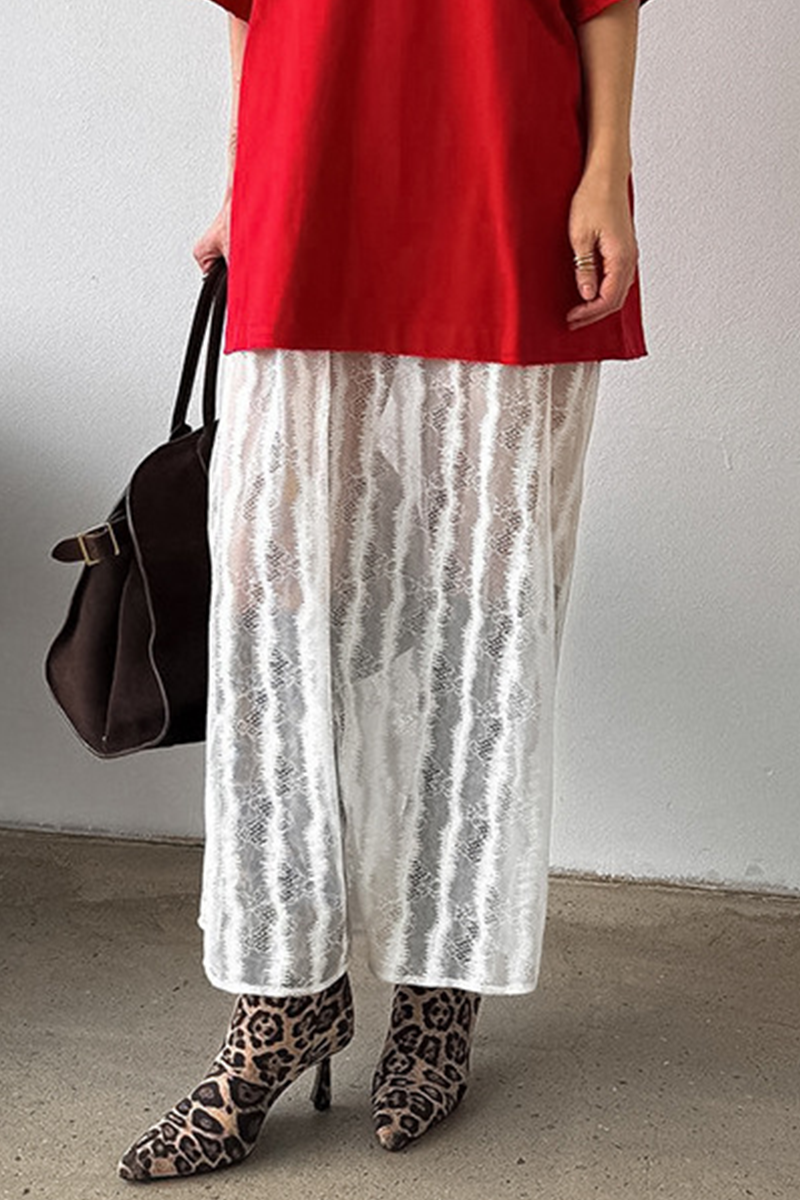 Leila® | Sexy hollow-out see-through loose A-type high waist pants