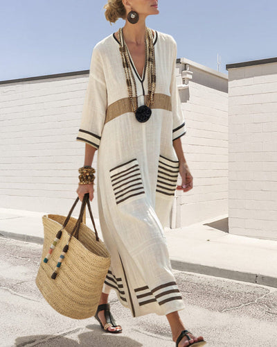 Loose Contrast Dress For Holidays
