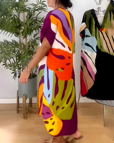 Rose™ | Casual Dress with Colorful Leaf Print
