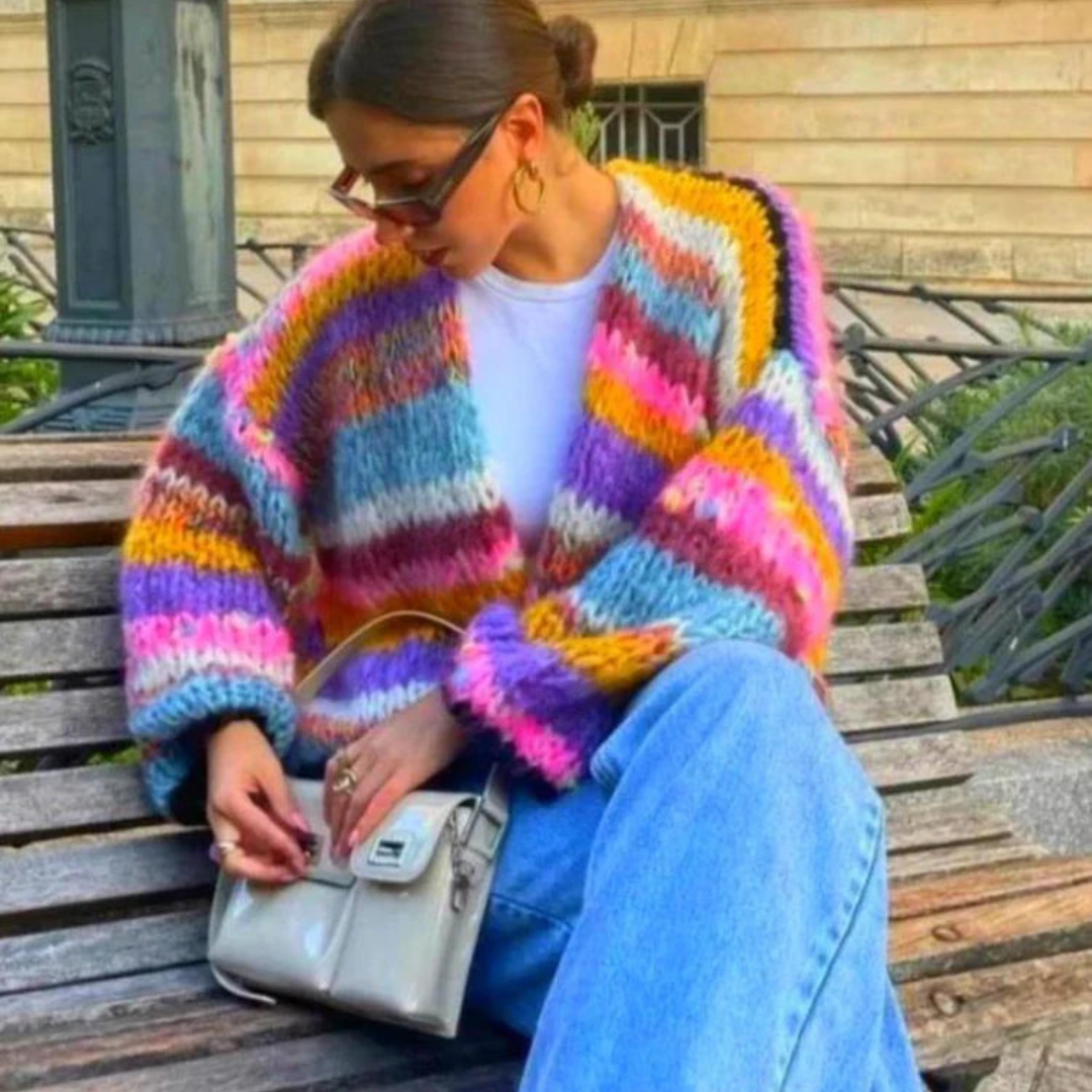 Gabriela® | Women's cardigan with rainbow stripes