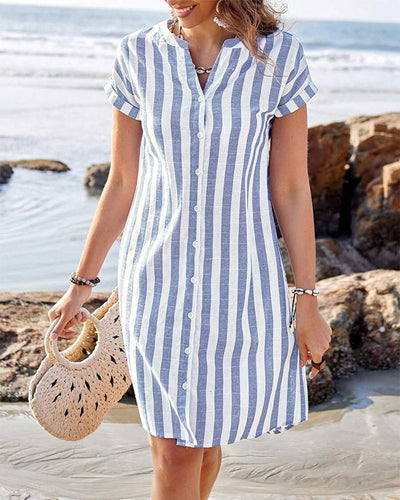 Melissa™ | Elegant Striped Shirt Dress
