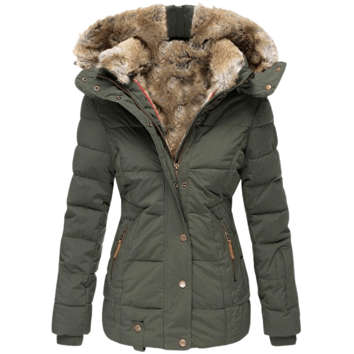 Women's Winter Jacket With Fur Lining And Slim Fit