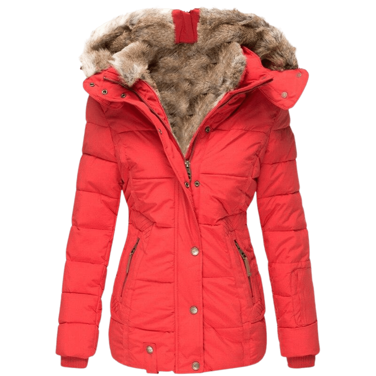 Women's Winter Jacket With Fur Lining And Slim Fit