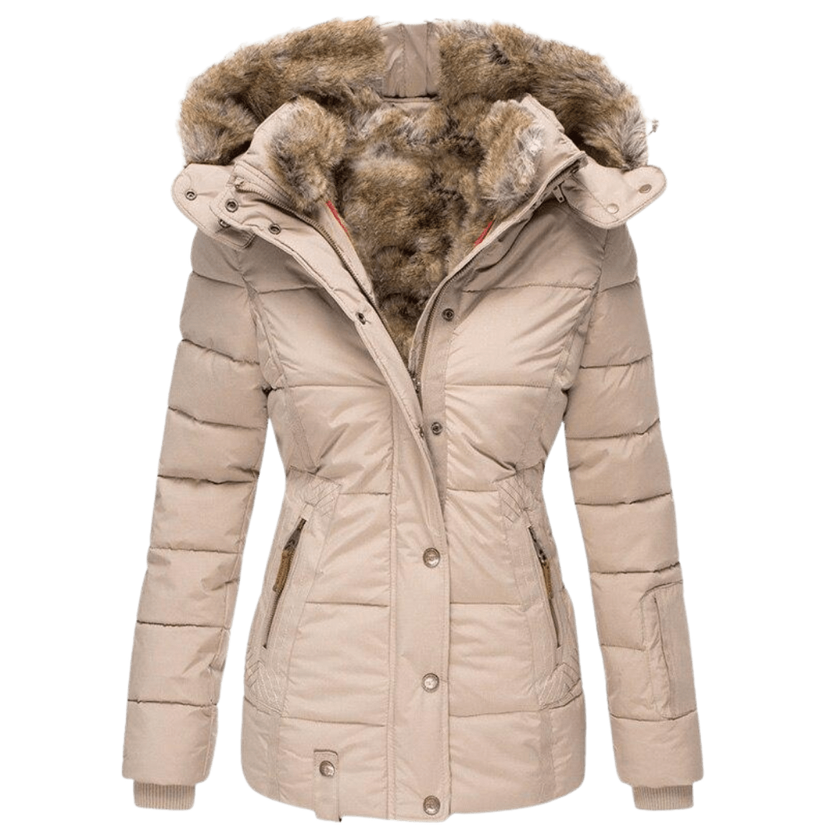 Women's Winter Jacket With Fur Lining And Slim Fit