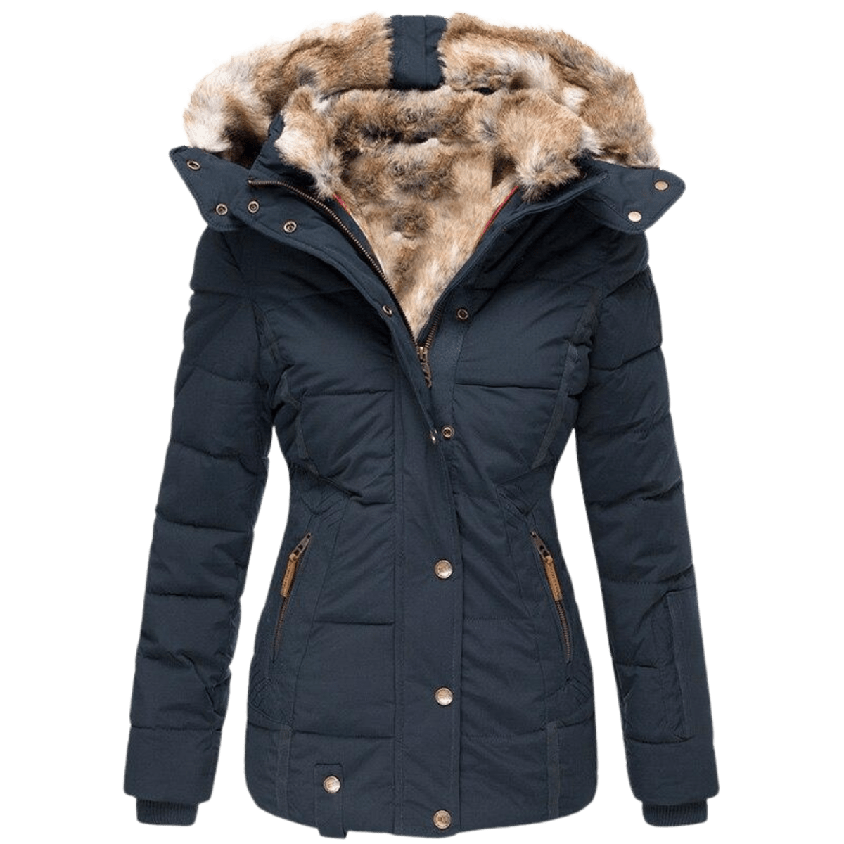 Women's Winter Jacket With Fur Lining And Slim Fit