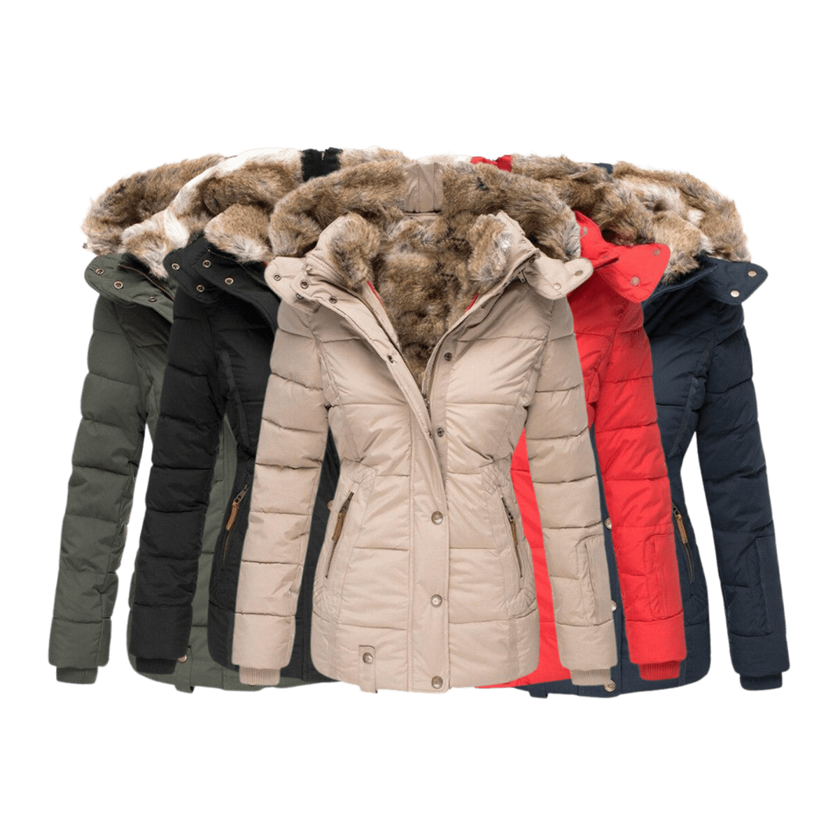 Women's Winter Jacket With Fur Lining And Slim Fit