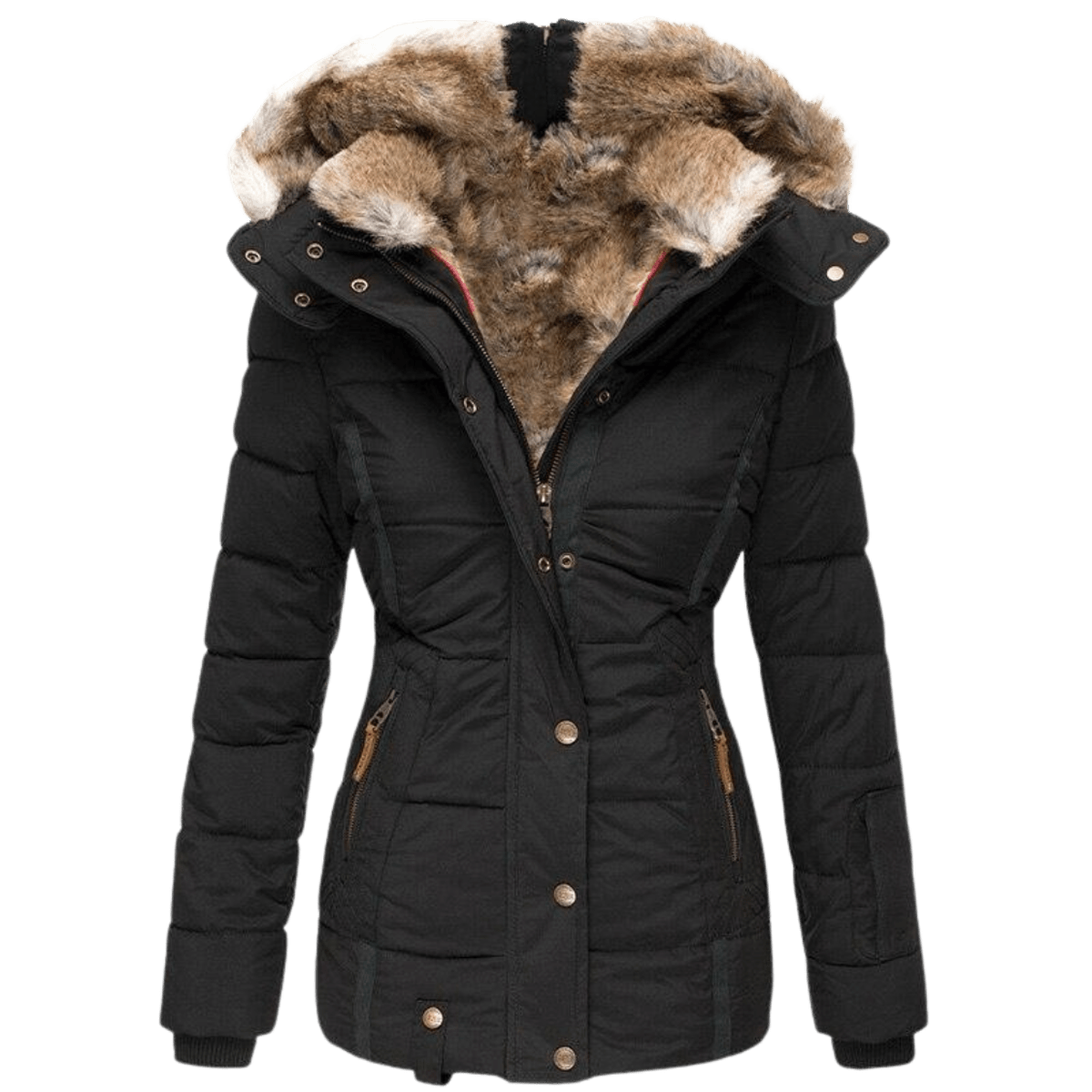 Women's Winter Jacket With Fur Lining And Slim Fit