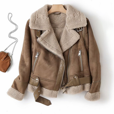 Brenda® | Sherpa fleece fur bomber jacket