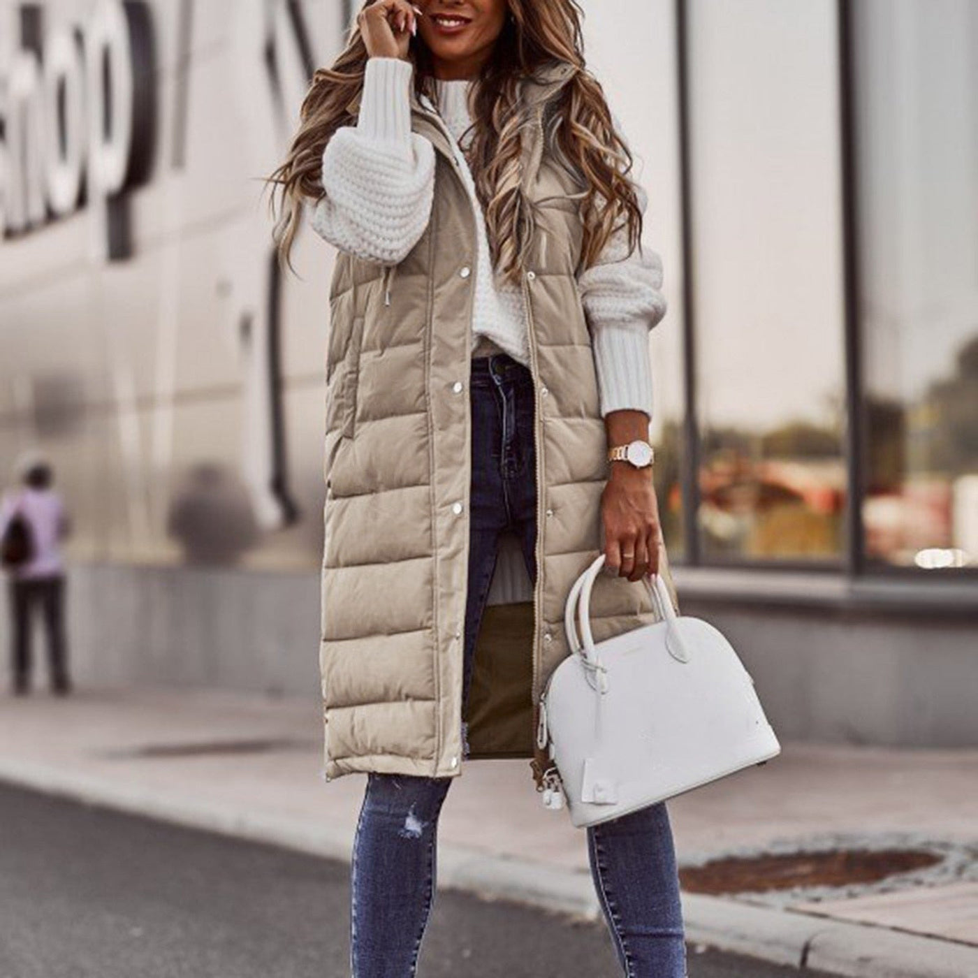 Cayetana® | Long padded vest with hood