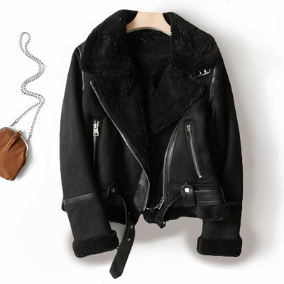 Brenda® | Sherpa fleece fur bomber jacket